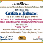 AI-Enabled Smart Road Monitoring: Integrating Citizen Feedback and Data Analytics for Infrastructure Maintenance | IJCSE Volume 9 – Issue 6 | IJCSE-V9I6P25