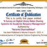 A Survey on Digital Library Notes Sharing Systems for Academic Resource Management | IJCSE Volume 9 – Issue 6 | IJCSE-V9I6P39