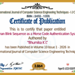 Human Blink Sequence as a Morse Code  Authentication System | IJCSE Volume 10 – Issue 1 | IJCSE-V10I1P5